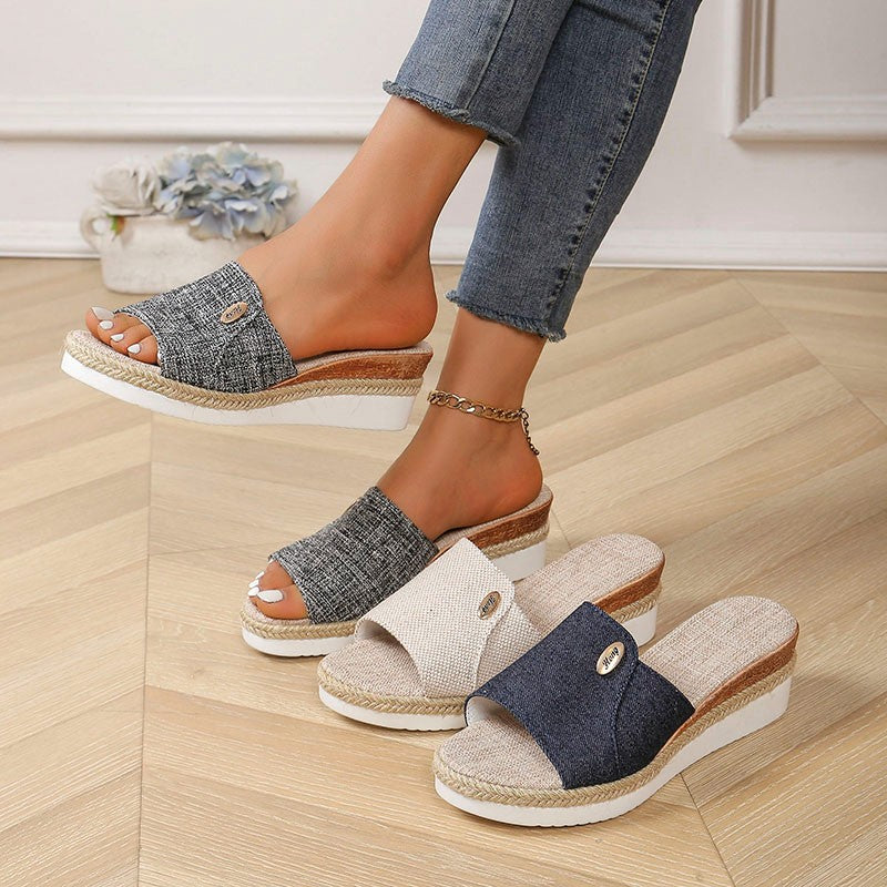 Plus Size Fish Mouth Wedge Slippers