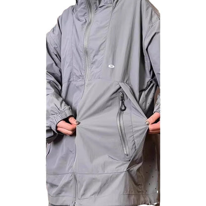 Gray Hooded Sun-proof Top Outdoor Ice Silk Three-in-one Outdoor Jacket Coat