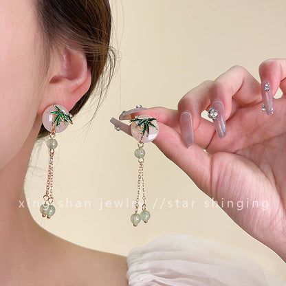 Bamboo Fan Tassel Earrings