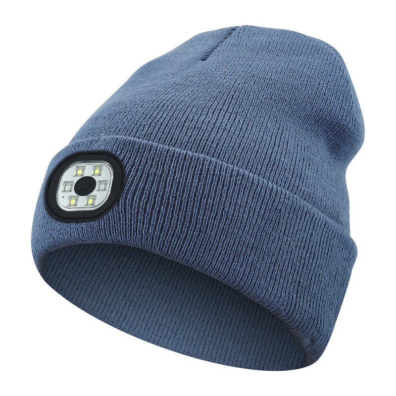Outdoor Riding Lighting Headlights Cap Multi-color Optional Night Running LED Light Emitting Knitted Hat