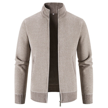 Velvet Sweater Zipper Cardigan Slim Jacket Coat