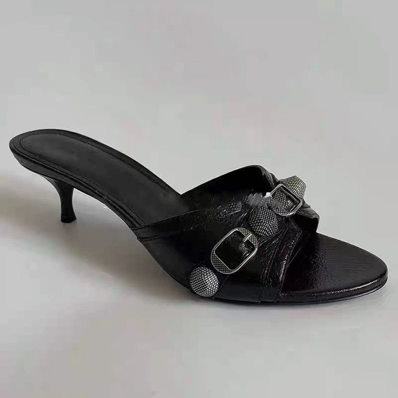 Fashionable Sandals Black Wine Glass Heel