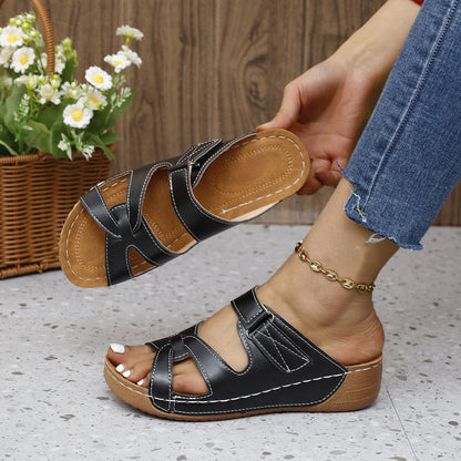 Casual Wedge Slippers Women's Hollow Design