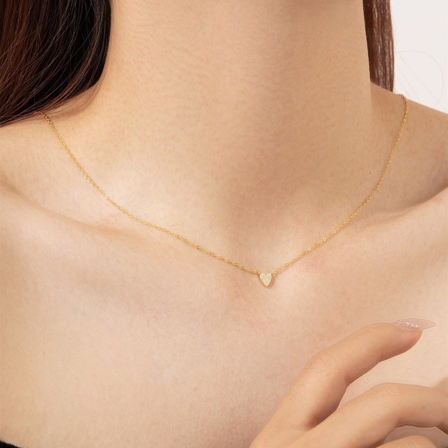 S925 Diamond Heart Pendant Necklace