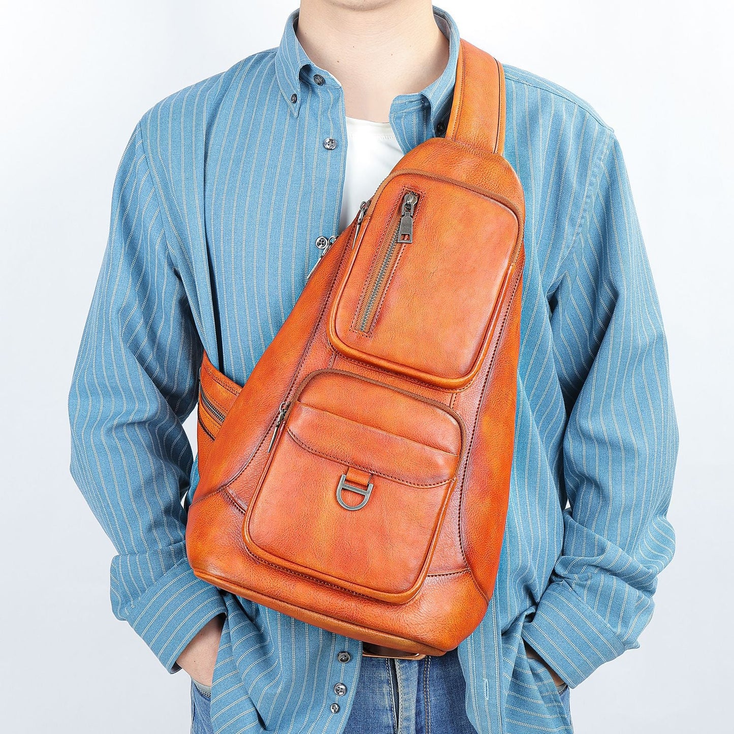 Cowhide Chest Bag Skeleton-Skin Design