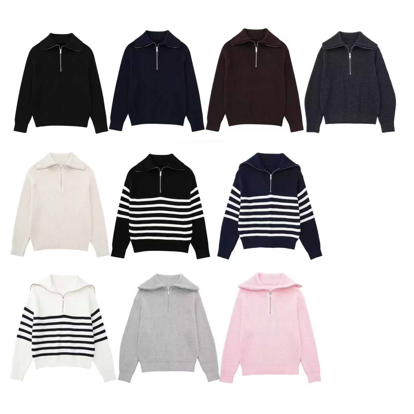 Casual All-match Open Collar Wool Sweater