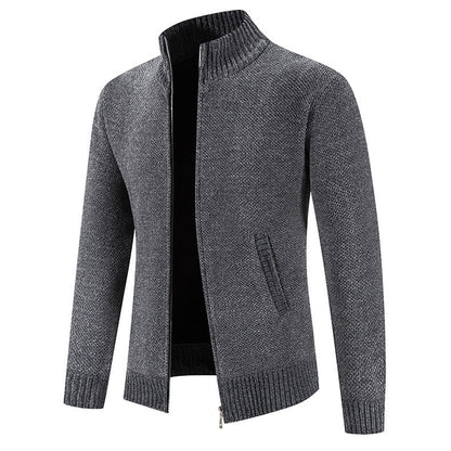 Velvet Sweater Zipper Cardigan Slim Jacket Coat