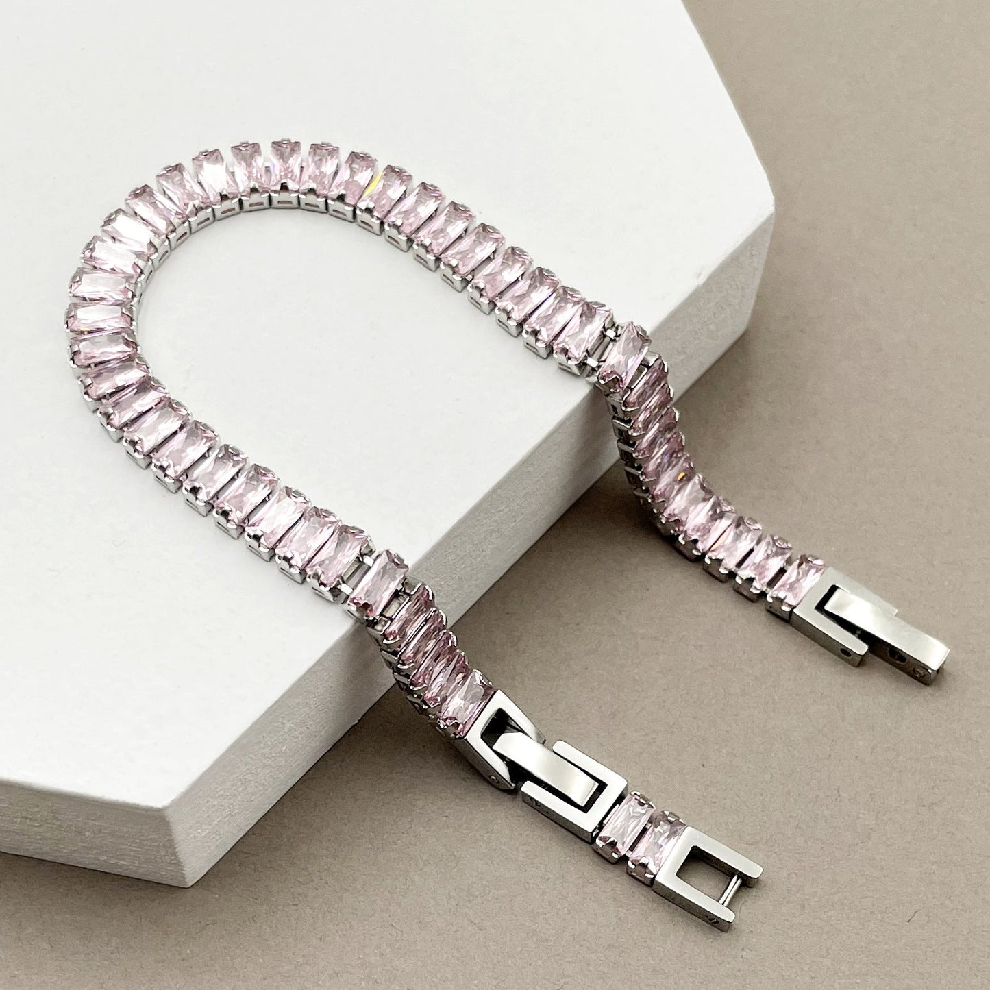 Geometric Color Zircon Stainless Steel Bracelet