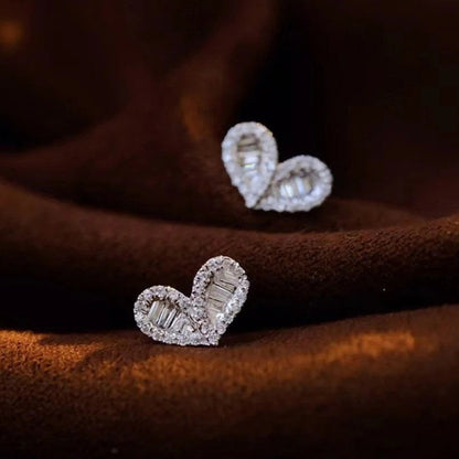 Love Heart Stud Earrings Simple And Compact