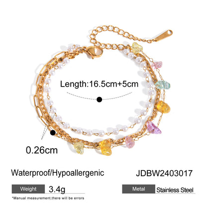 Gold Stainless Steel Broken Stone Chain Ring