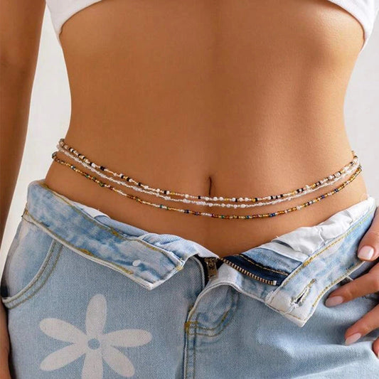 Colorful Bead Waist Chain Set for Beach Vacation Style