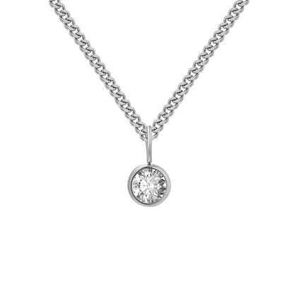 Stainless Steel Necklace With Diamond Birthstone Pendant