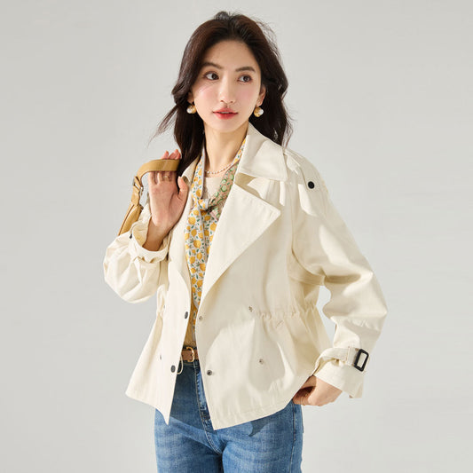 Women's Wrinkle-Resistant Short Trench Coat