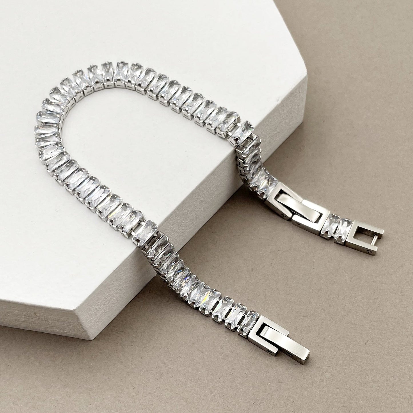Geometric Color Zircon Stainless Steel Bracelet