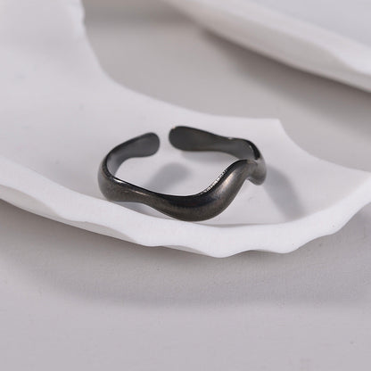 Women's Water Wave Titanium Steel Open Ring