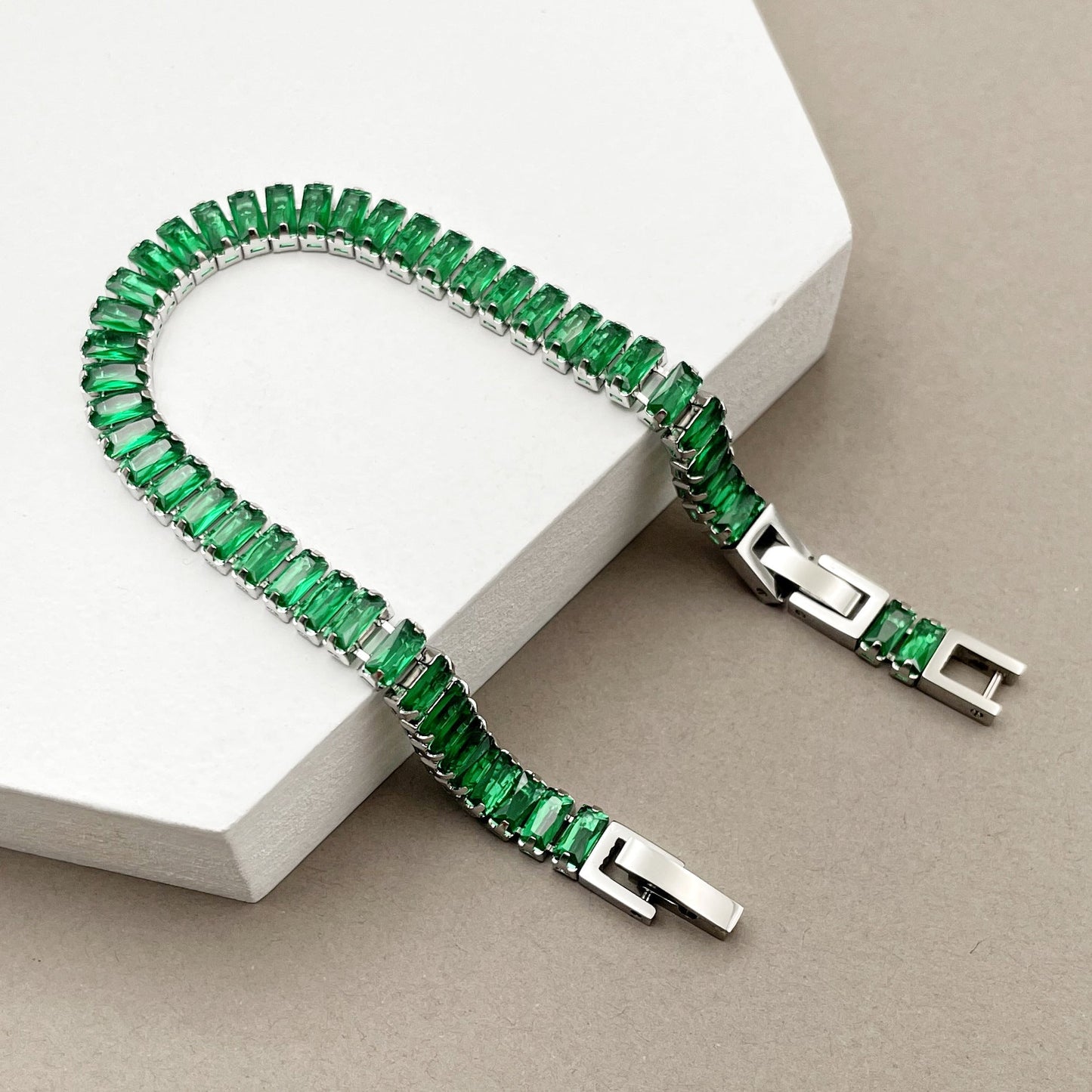 Geometric Color Zircon Stainless Steel Bracelet
