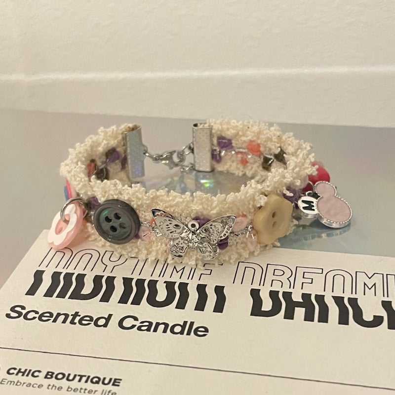 XINGX Bow Love Button Stitching Bracelet