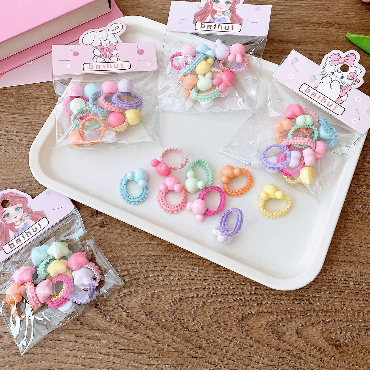 8 Bags Candy Color Children's Ruffles Hair Rope