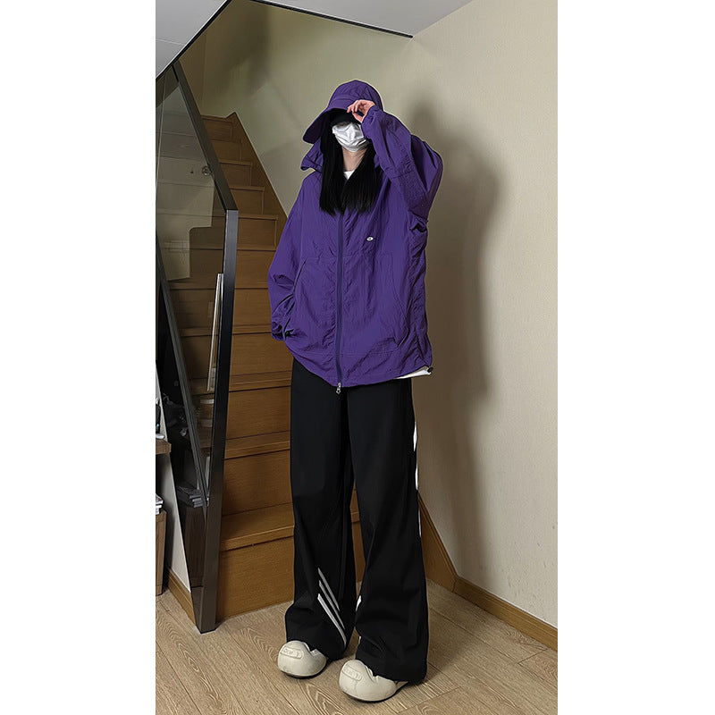 Gray Hooded Sun-proof Top Outdoor Ice Silk Three-in-one Outdoor Jacket Coat