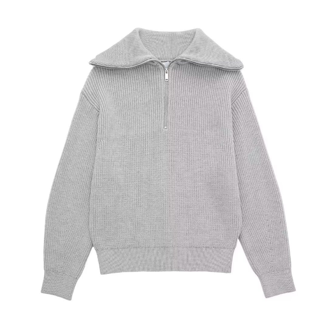 Casual All-match Open Collar Wool Sweater