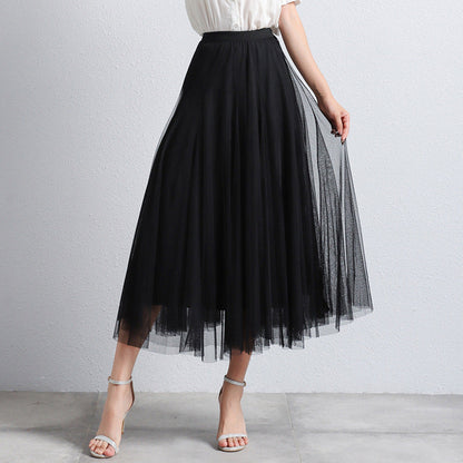 Slimming A- Line Skirt Mesh Half-length Long Dress