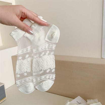 White Kanekalon Short Cotton Women's Casual Women's Socks