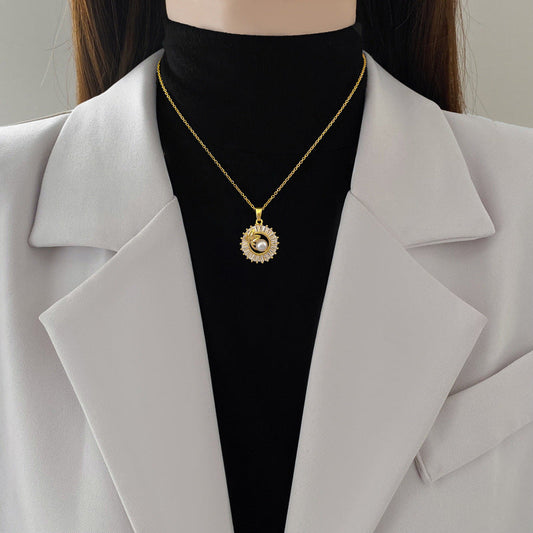 Square Full Diamond  Round Ring Leaves Necklace And Earrings Suite