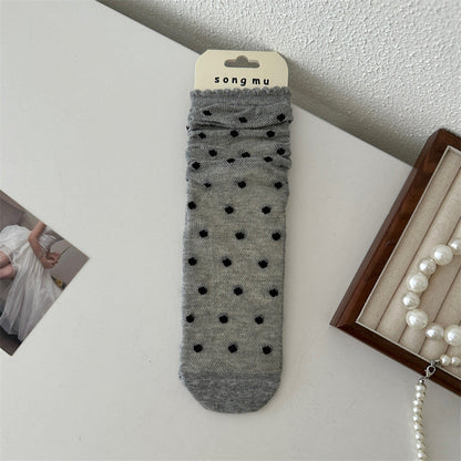 Floral Bow Mesh Mid-Calf Socks