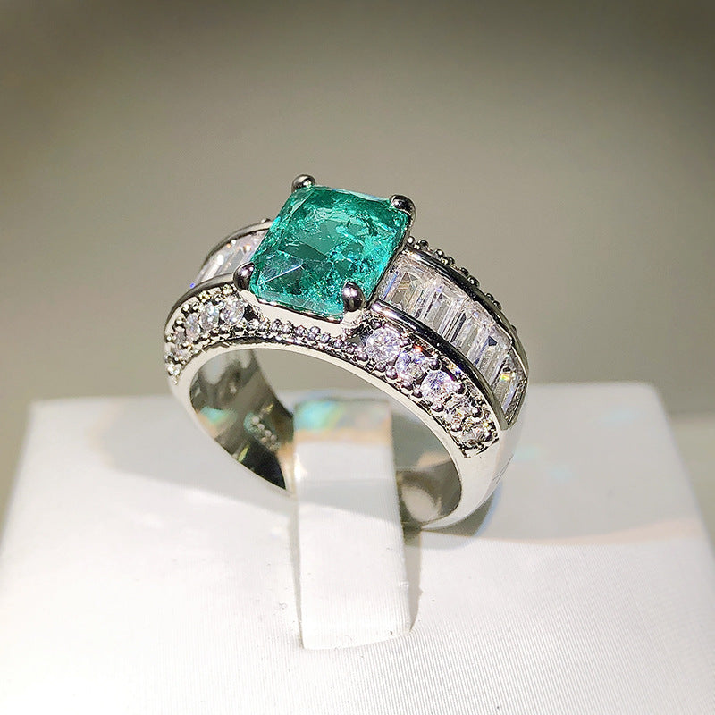 Inlaid Artificial Cultivation Artificial Diamond Ring