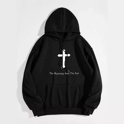 Women's Brushed Hoody Plain Letter Jesus Print