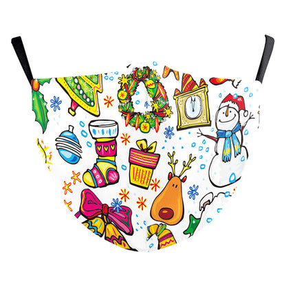 Christmas Green Digital Printing Windproof Double Layer Dustproof Mask