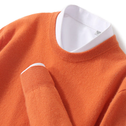 Men's Pure Wool Round Neck Autumn And Winter Knitted Sweater