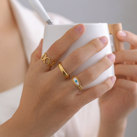 Golden Stainless Steel O-shaped Square Ring Suit