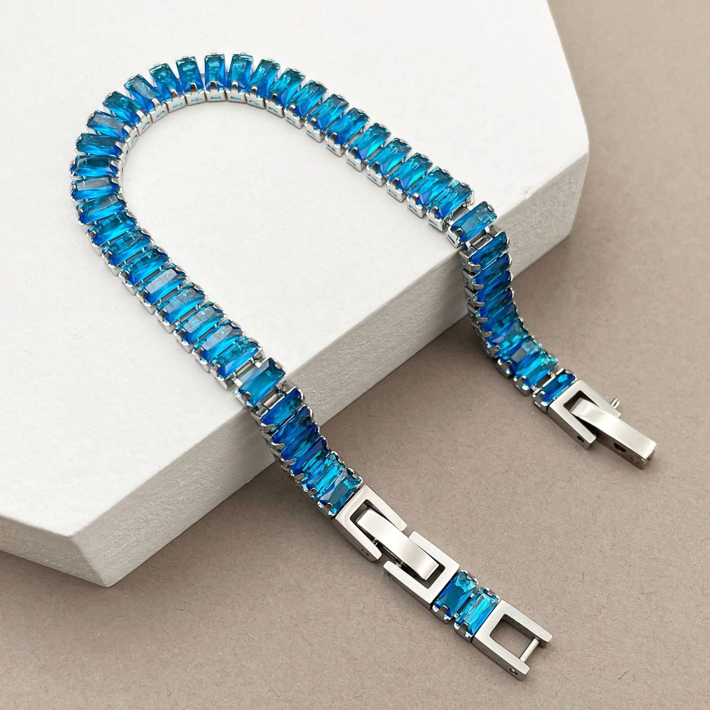 Geometric Color Zircon Stainless Steel Bracelet