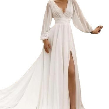 Plus Size High Slit Wedding Dress