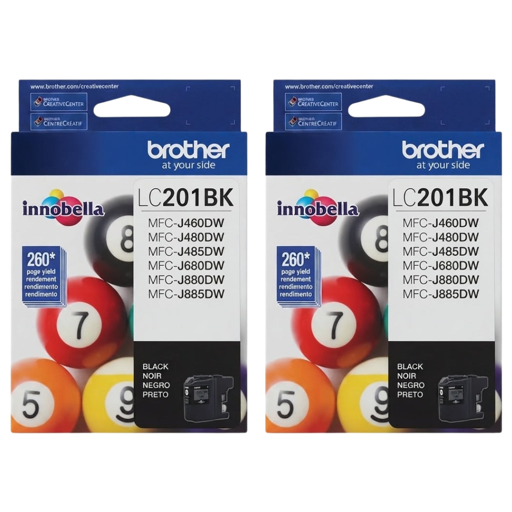 New, Pre-Owned - Brother LC201 Standard Yield Black Ink Cartridge-2-Pack