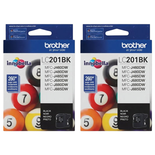 New, Pre-Owned - Brother LC201 Standard Yield Black Ink Cartridge-2-Pack