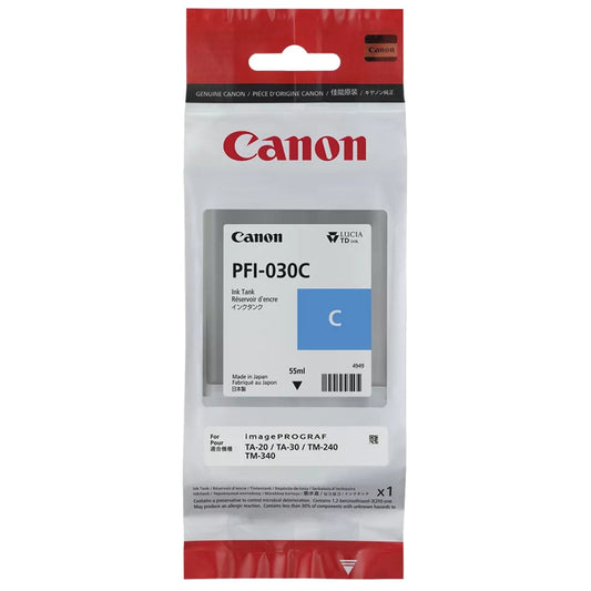 New, Pre-Owned - Canon PFI-030 Standard Yield Cyan Ink Cartridge, 3490C001