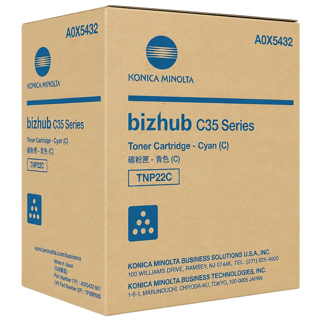 New, Pre-Owned - Konica Minolta TNP22C Standard Yield Cyan Toner Cartridge,A0X5432