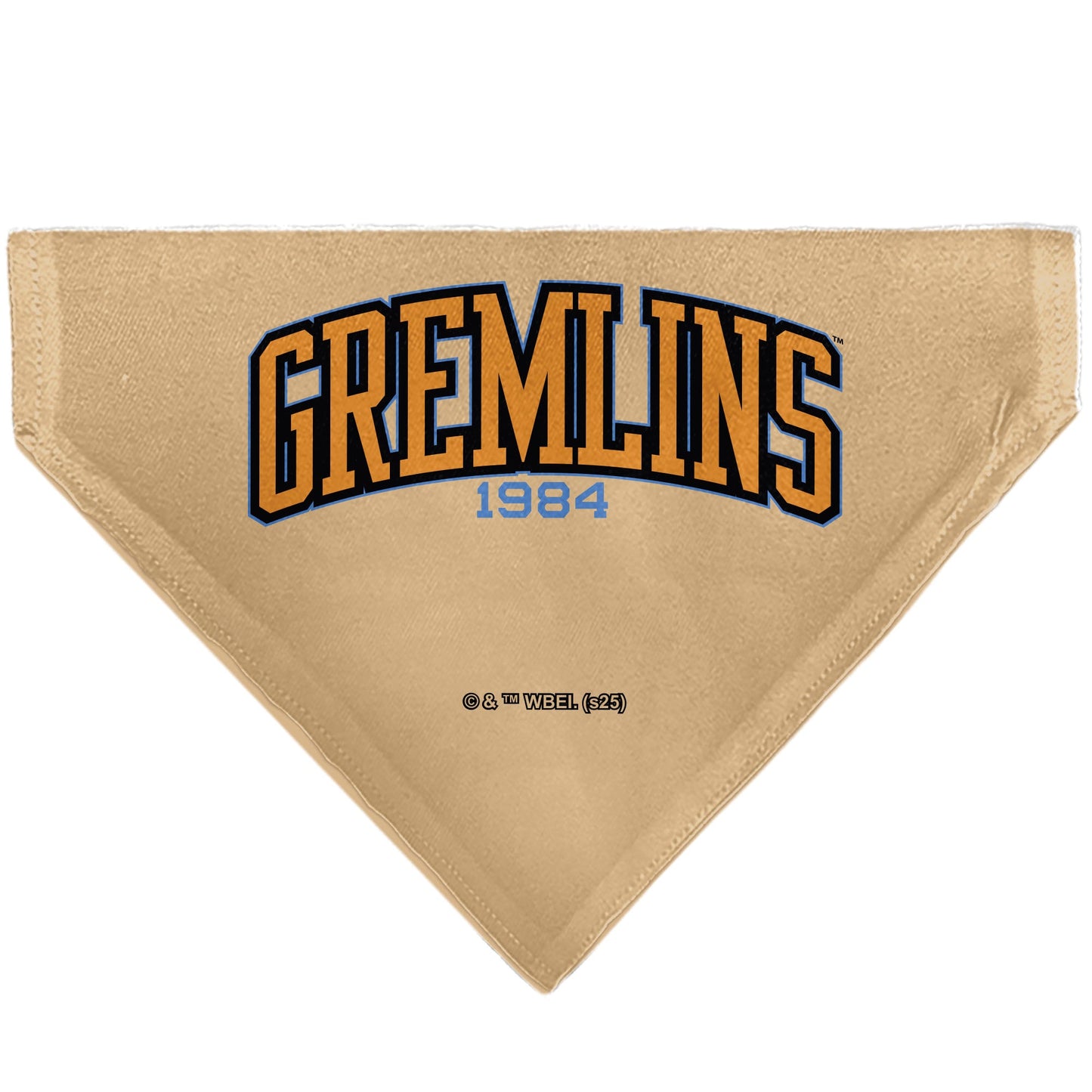 Pet Bandana - Gizmo Face and GREMLINS 1984 Varsity Text Beige/Blue/Yellow