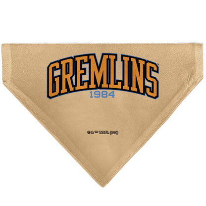 Pet Bandana - Gizmo Face and GREMLINS 1984 Varsity Text Beige/Blue/Yellow
