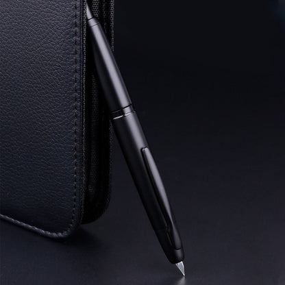 MAJOHN A1 Press Fountain Pen Retractable Extra Fine Nib 0.4mm Metal Matte Black Ink Pen with Converter for Writing