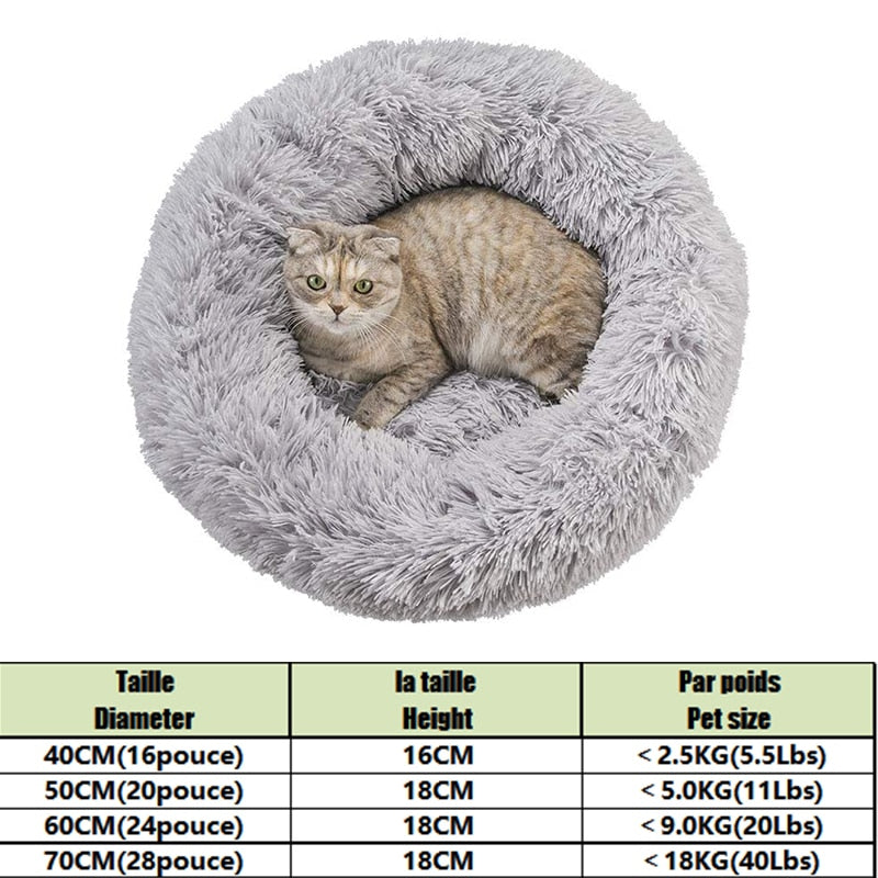 Luxurious Plush Cat Bed: Full-Size Washable Donut Bed for Ultimate Comfort and Relaxation - Perfect for All Cat Breeds