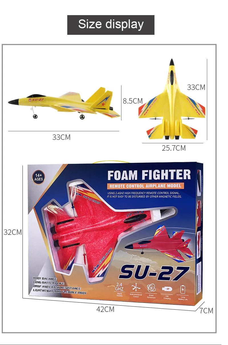 RC SU-35 Fighter Plane: High-Flying 2.4G Radio Control Glider for Kids - Remote Control Foam Aircraft for Adventurous Play