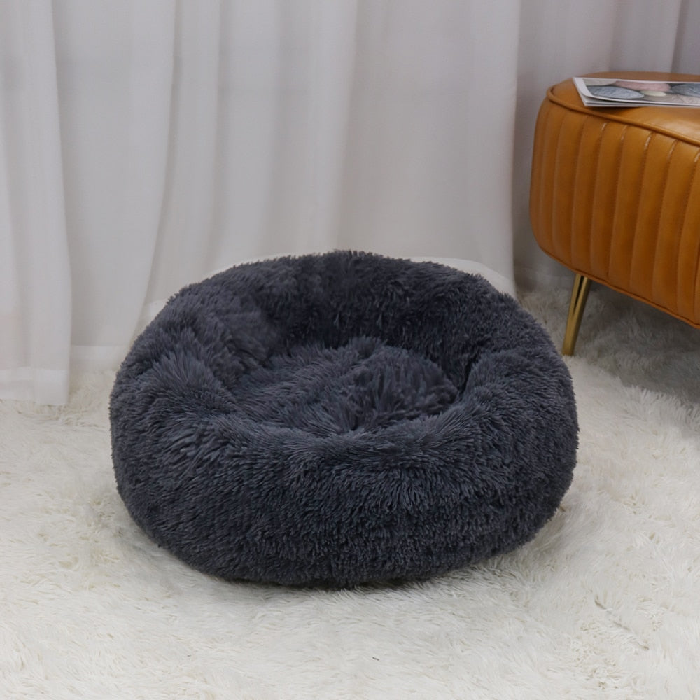 Luxurious Plush Cat Bed: Full-Size Washable Donut Bed for Ultimate Comfort and Relaxation - Perfect for All Cat Breeds