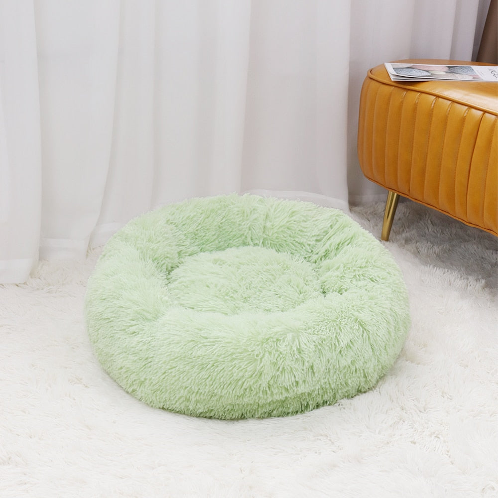 Luxurious Plush Cat Bed: Full-Size Washable Donut Bed for Ultimate Comfort and Relaxation - Perfect for All Cat Breeds