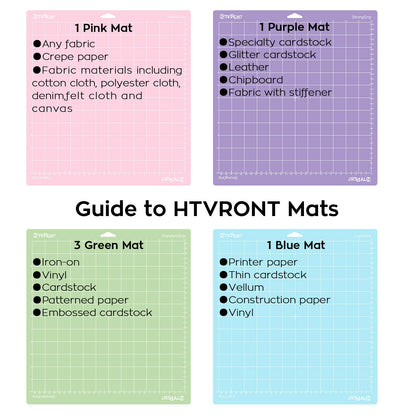 HTVRONT 6 Pack 12x12in Mixed Colors PVC Adhesive Cutting Mat Base Plate Tool Pad for Cricut Explore Air/Air2/Maker DIY Machine