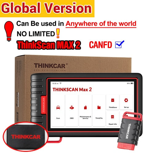 THINKCAR ThinkScan Max Automotive Diagnostic Tools Full system OBD2 Scanner AF DPF IMMO 28 Reset ECU Coding PK ThinkTool