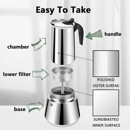 4/6/9 Cups Moka Pot Caffe Machine Espresso Cups Coffee Makers Latte Percolator Stove Top Moka Coffee Maker