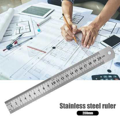 Double Side Stainless Steel Straight Ruler Metric Rule Precision Measuring Tool 15/20/30/40/50cm School Office Drawing Supplies